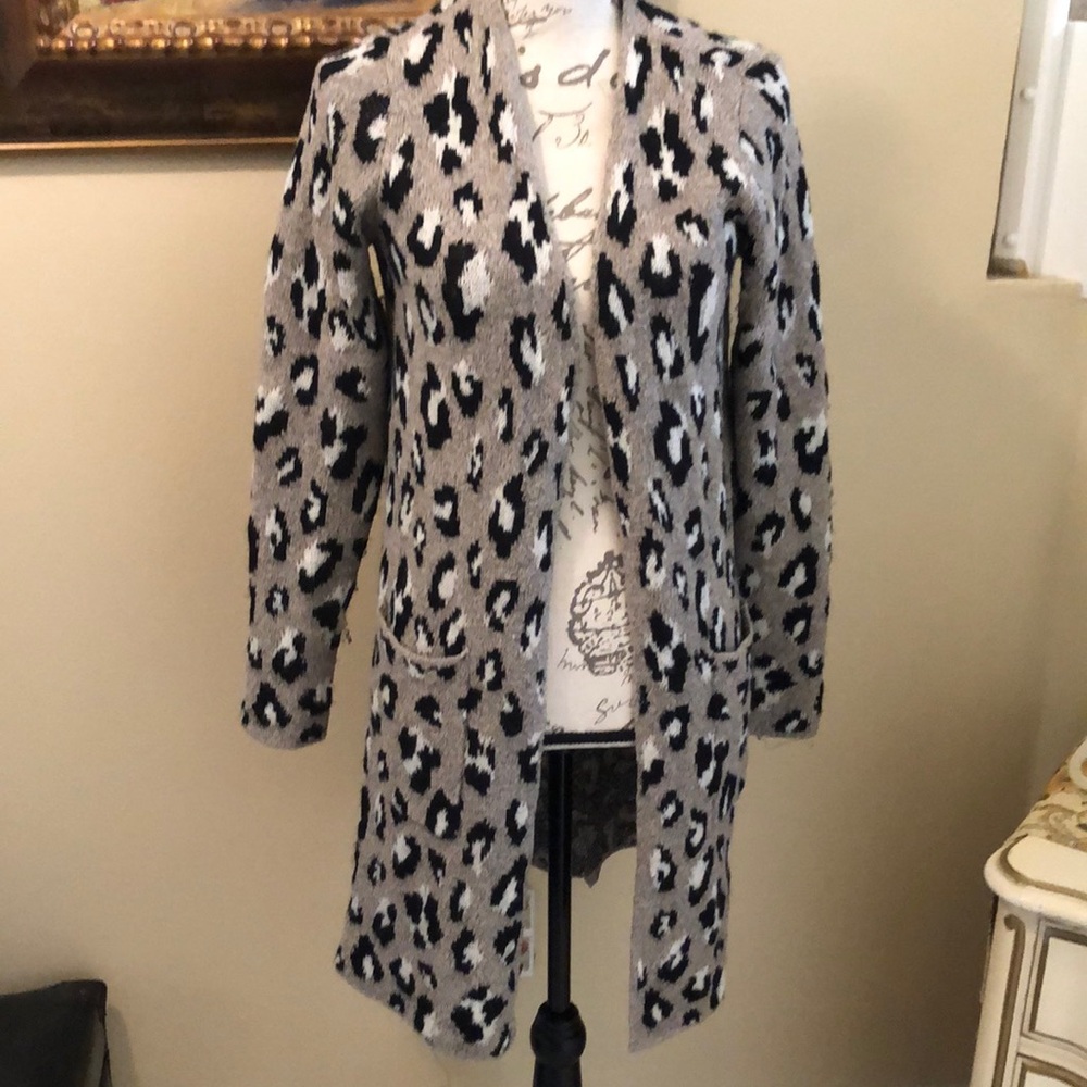 Nine West Comfy leopard print with pockets sweater duster